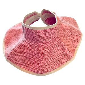 Pink Woven Sun Visor, travel, vacation, rolls up for easy storage